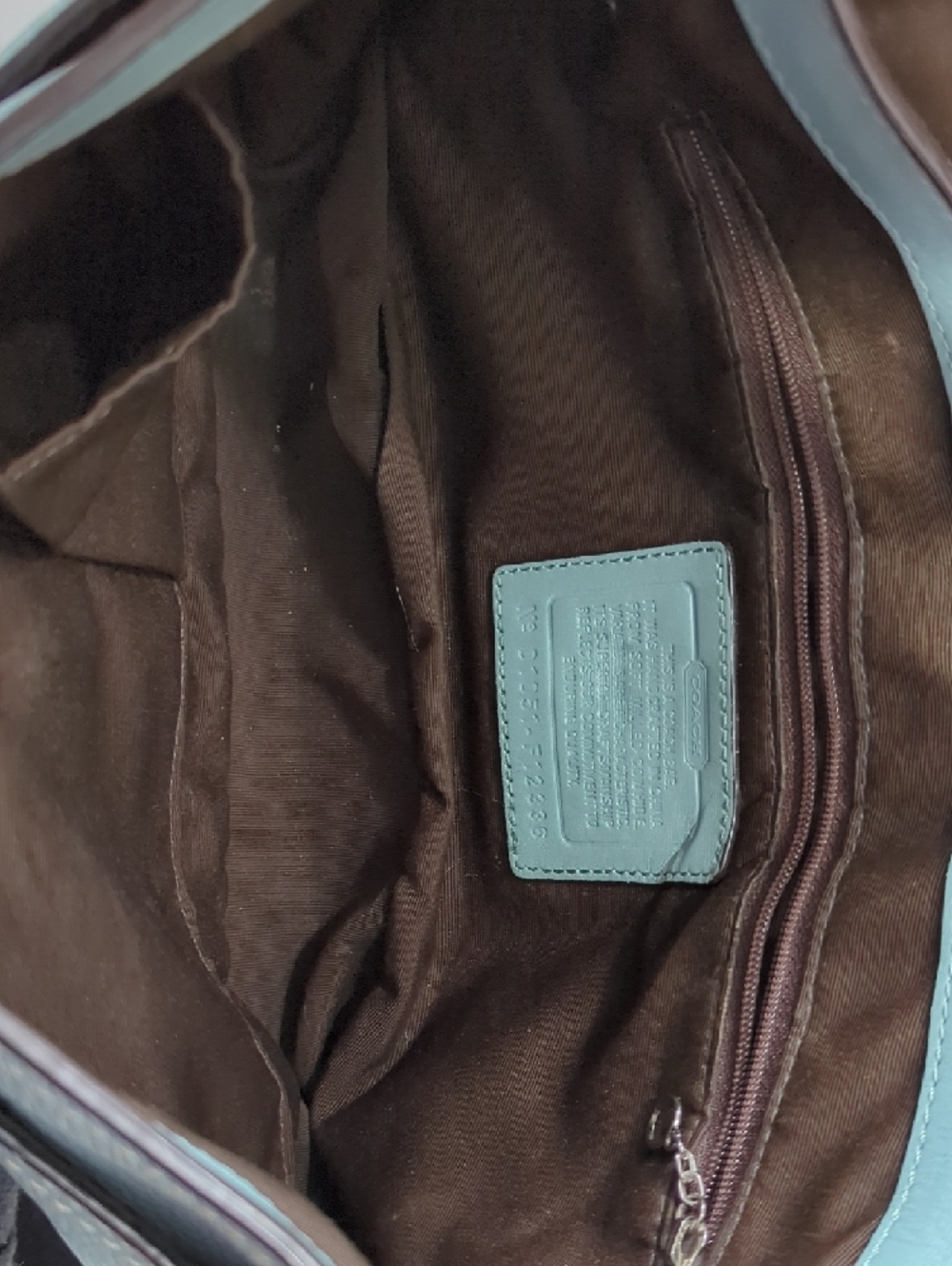 Coach F12336 Chelsea Collection 2010 Shoulder Bag Leather Light Blue Brown Strap - Picture 8 of 13